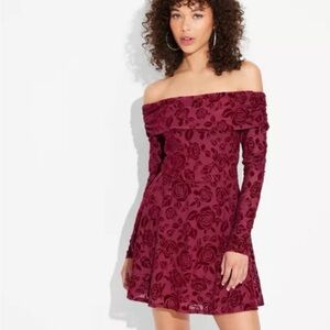 Long sleeve mini fit and flare dress